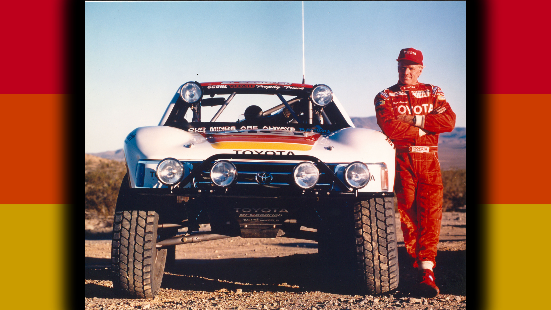 Ivan Stewart with his Toyota Trophy Truck in 1983